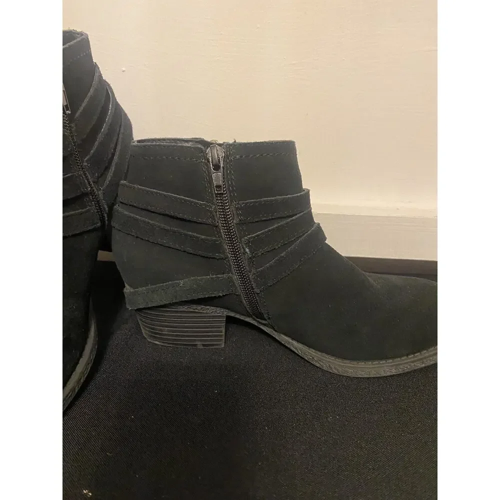 Crown Vintage Tanger Suede Leather Ankle Boot Bootie Shoes Buckle Size 7 M